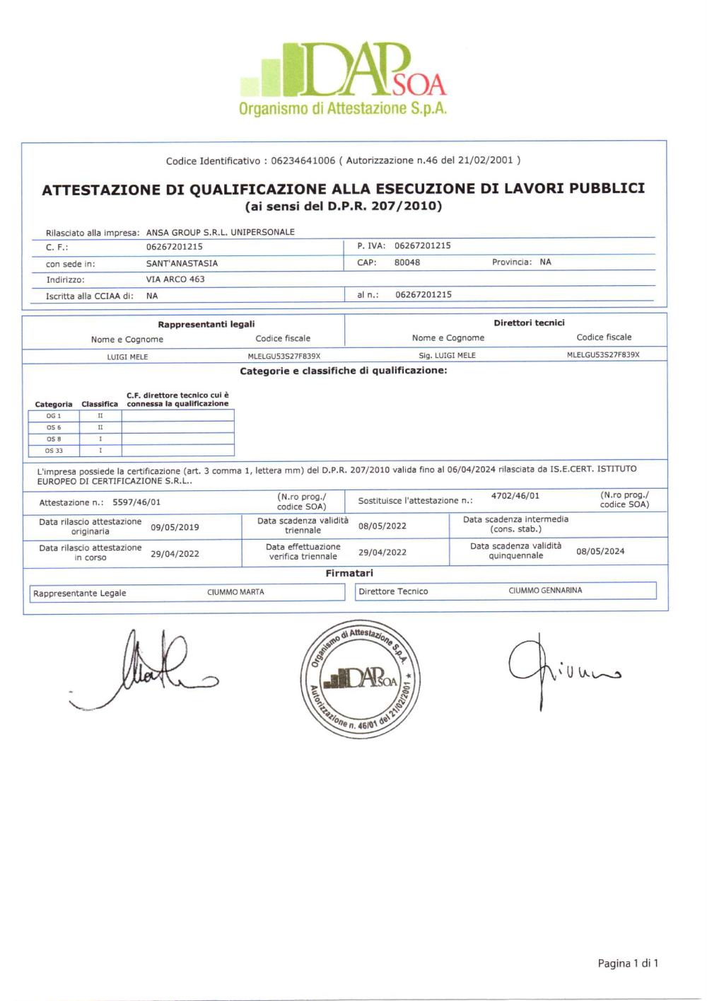 Certificazione SOA | Ansa Group Srl